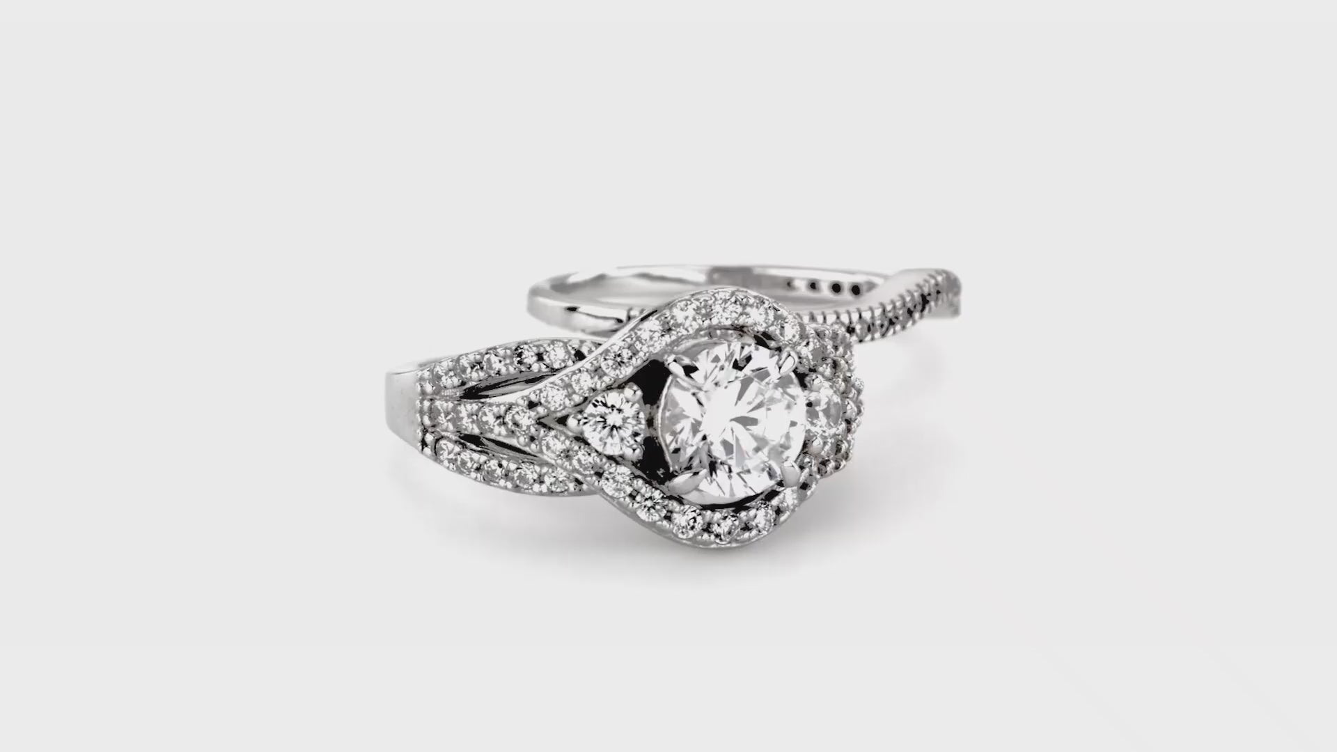 3-Stone Ring, Wishbone Curved Half Eternity Ring