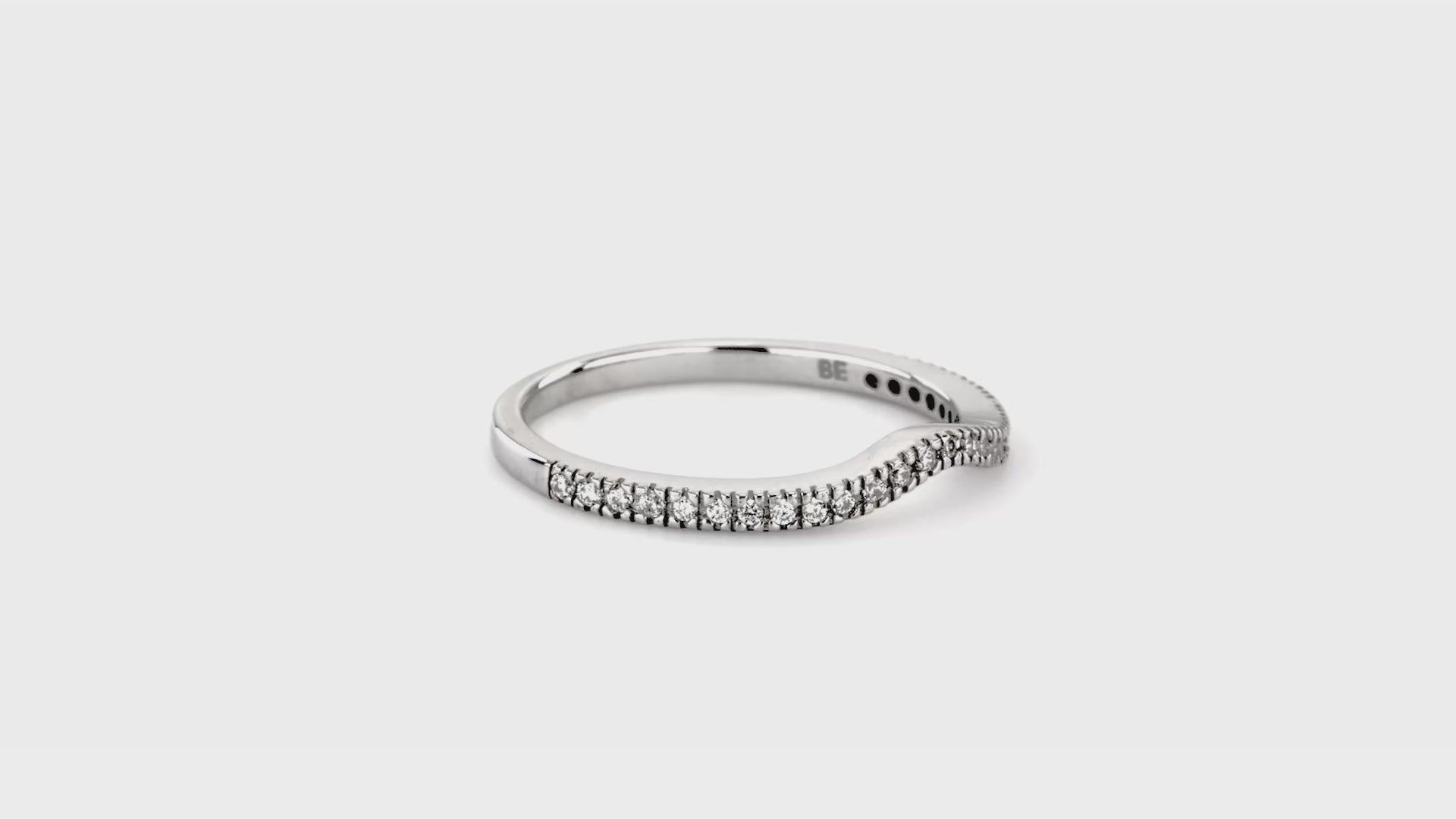 Video Contains Wishbone Micro Pave Set CZ Curved Half Eternity Ring in Sterling Silver. Style Number R920-B