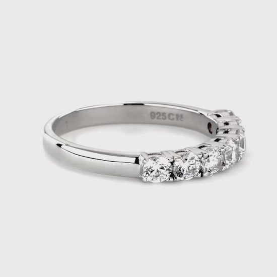 Video Contains 7-Stone CZ Half Eternity Ring in Sterling Silver. Style Number R1326-01