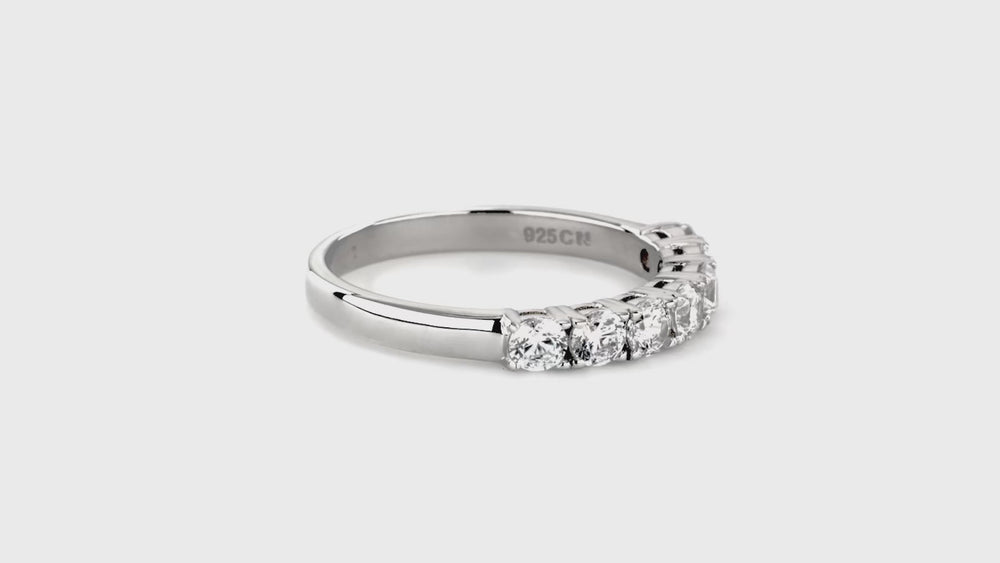7-Stone CZ Eternity Ring in Sterling Silver, 3 of 9