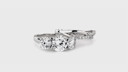 Video Contains 3-Stone Criss Cross Round CZ Ring Set in Sterling Silver. Style Number VR193-01