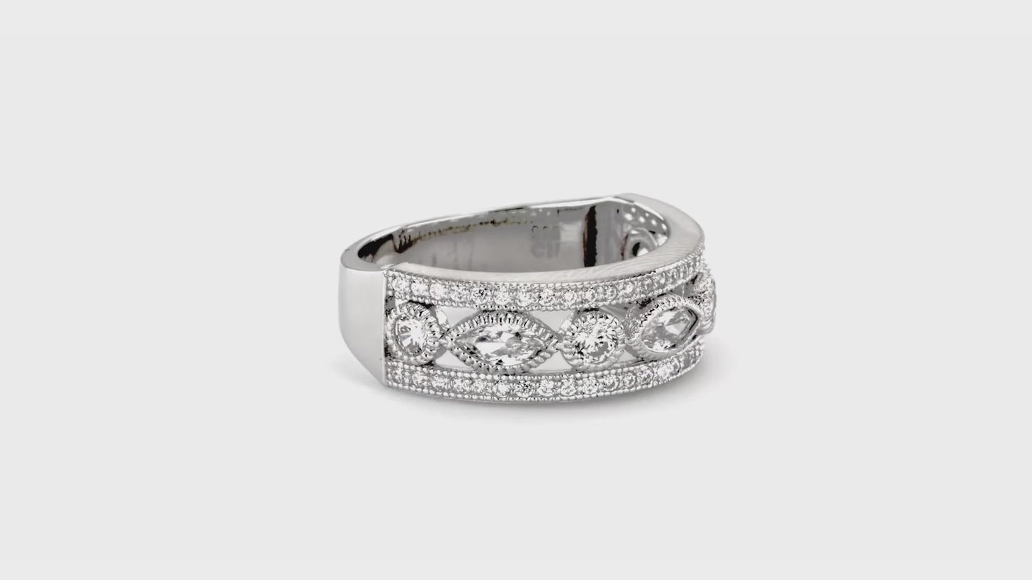 Art Deco Bezel CZ Eternity Ring in Sterling Silver, 9 of 10
