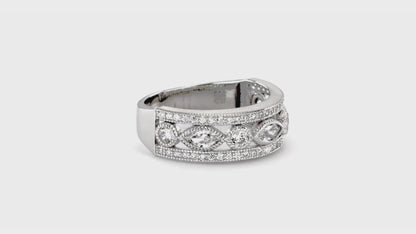 Art Deco 3-Row Half Eternity Ring