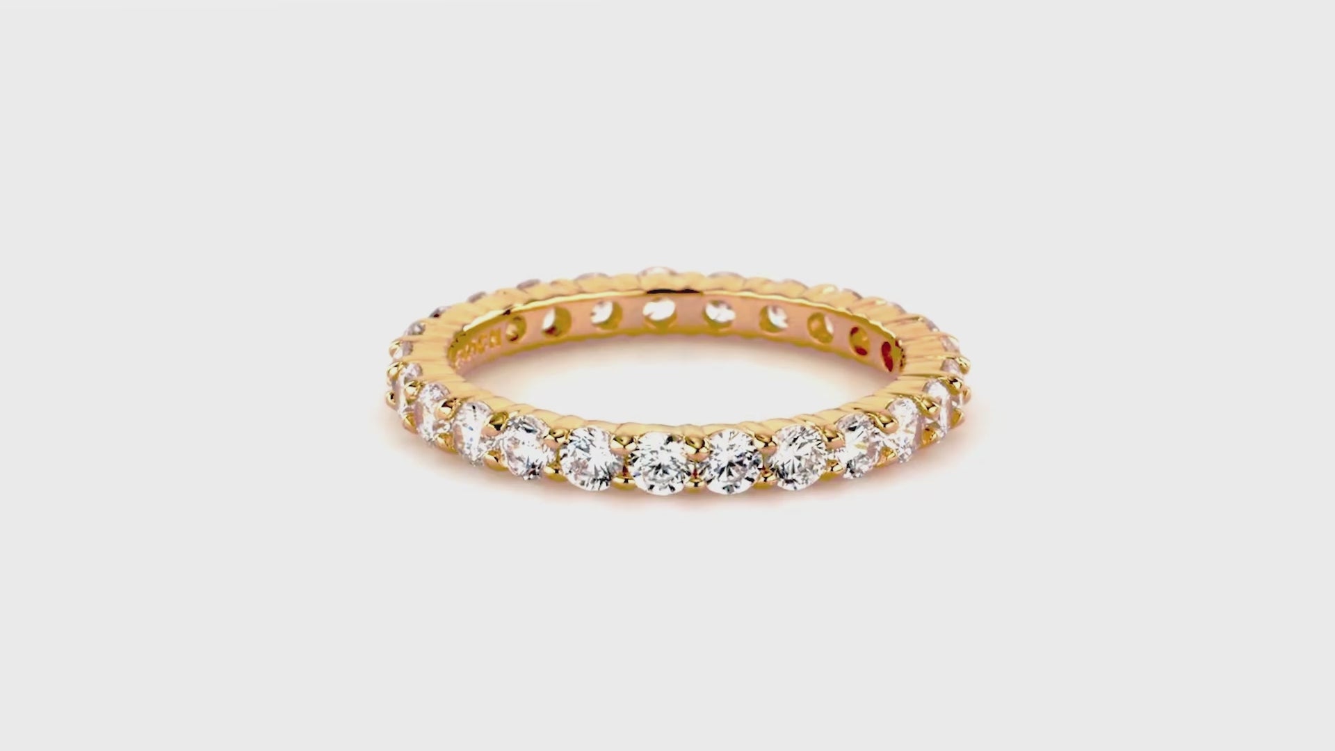 Video Contains Pave Set CZ Eternity Ring in Gold Flashed Sterling Silver. Style Number R448-25-G