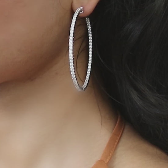 Video Contains CZ Inside-Out Hoop Earrings in Sterling Silver, 2 Pairs. Style Number VS580-01