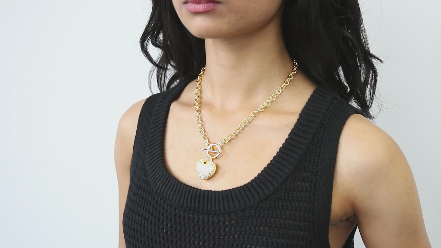 Heart CZ Toggle Necklace