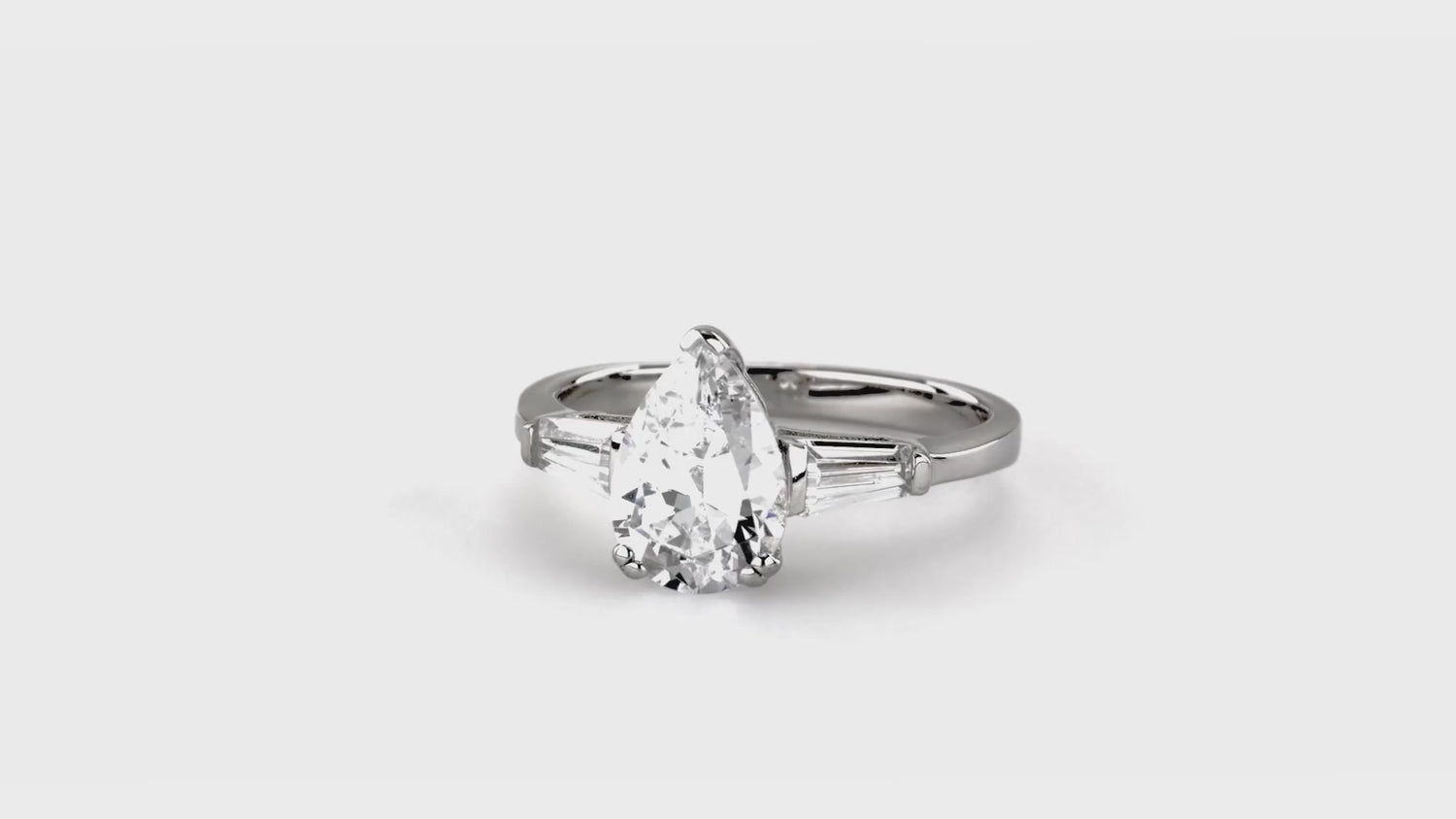 Solitaire 1.8ct Pear CZ Ring in Sterling Silver, 8 of 9