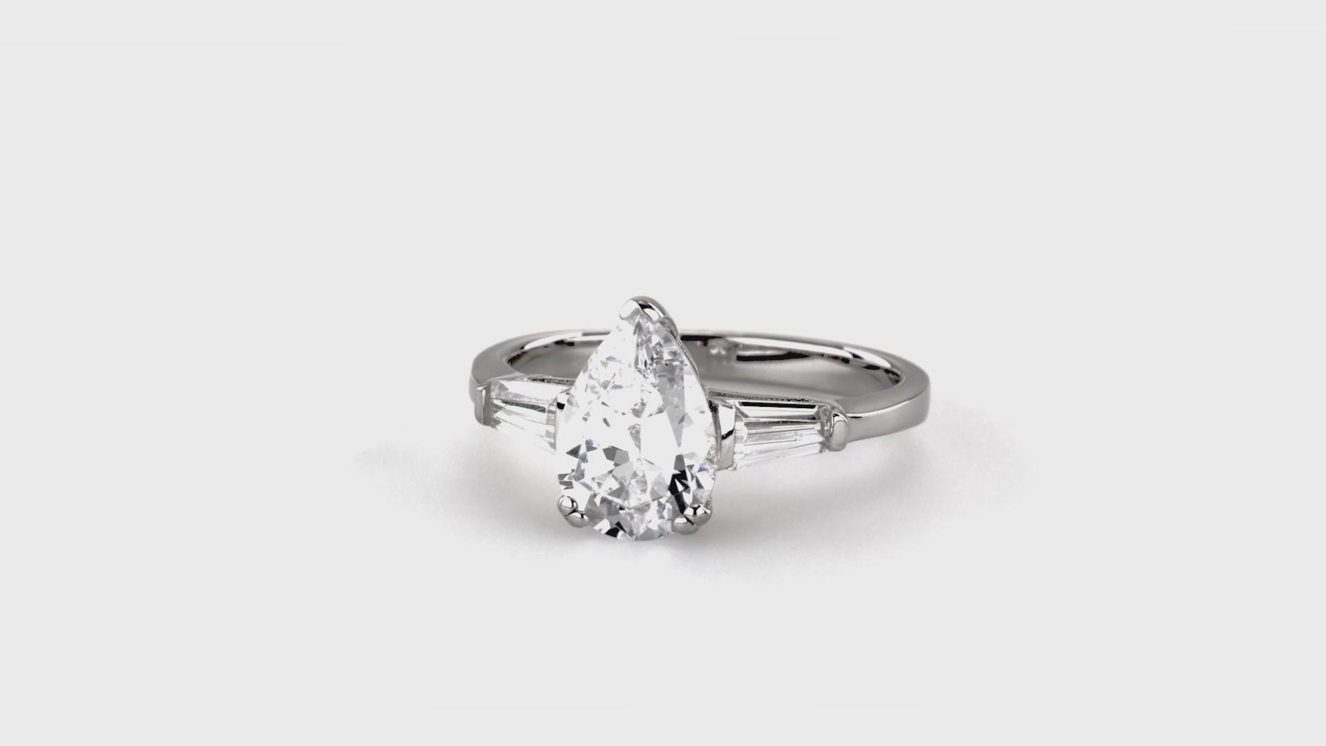 Silver Solitaire Pear Cut CZ Wedding Engagement Promise Ring BERRICLE