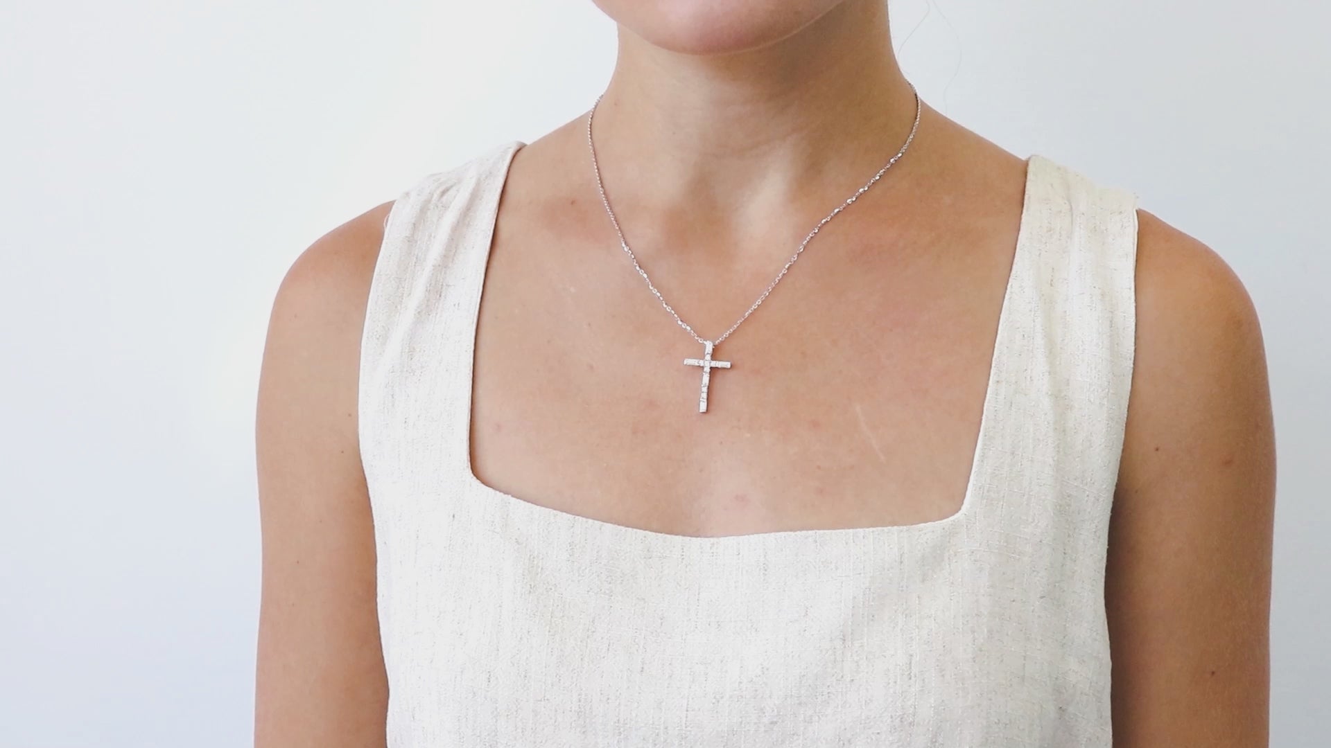 Video Contains Cross CZ Pendant Necklace in Sterling Silver. Style Number N1381-01