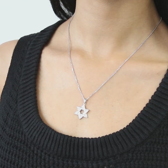 Video Contains Star of David CZ Pendant Necklace in Sterling Silver. Style Number N1363-01