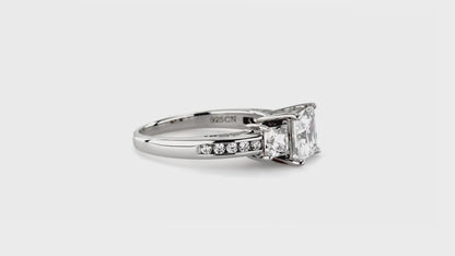 Video Contains 3-Stone Princess CZ Ring Set in Sterling Silver. Style Number VR454-02