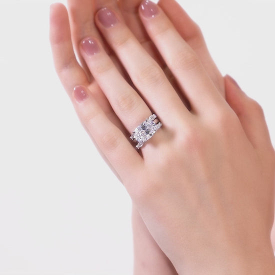 Video Contains East-West Solitaire CZ Ring Set in Sterling Silver. Style Number VR452-02