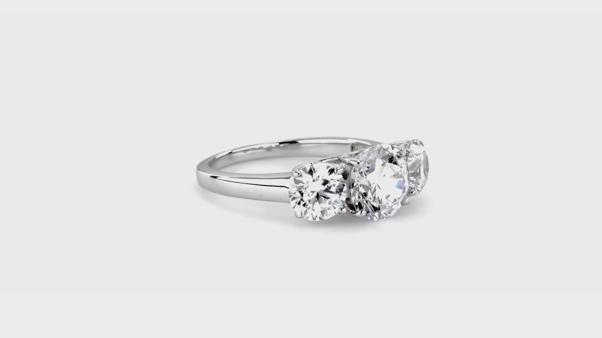 Video Contains 3-Stone Round CZ Ring in Sterling Silver. Style Number R261