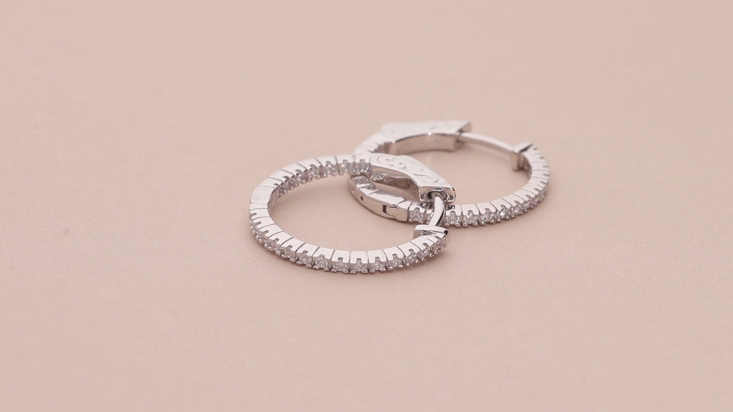 CZ Inside-Out Hoop Earrings in Sterling Silver 0.8 inch, 2 Pairs, 3 of 13
