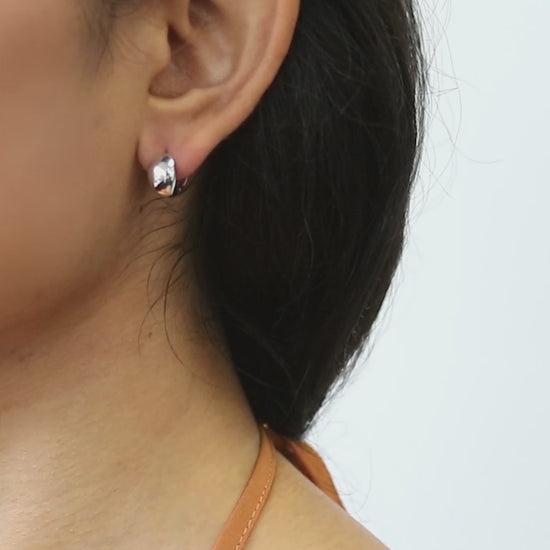 Video Contains Dome Huggie Earrings in Sterling Silver, 2 Pairs. Style Number VS790-01