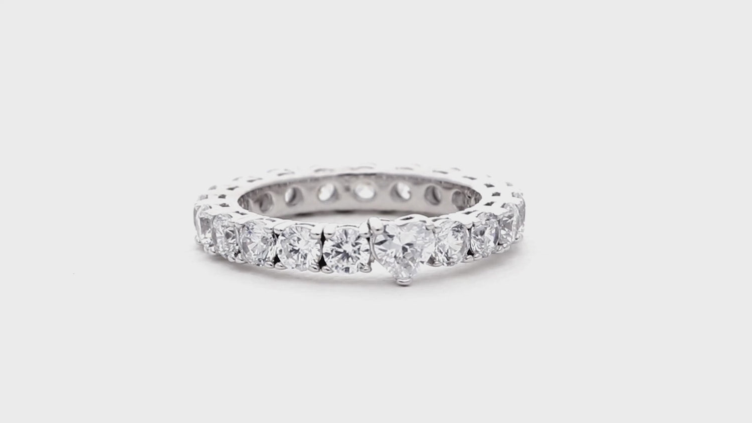 Solitaire 0.25ct Heart CZ Ring in Sterling Silver, 4 of 12