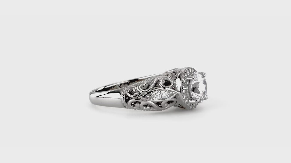 Halo Art Deco CZ Ring in Sterling Silver, 3 of 11
