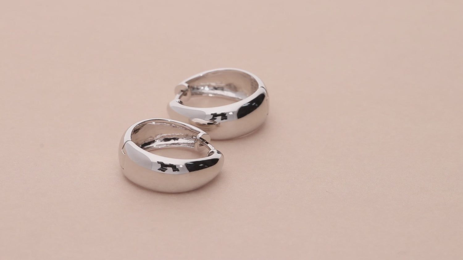 Dome Small Hoop Earrings in Sterling Silver 0.8 inch