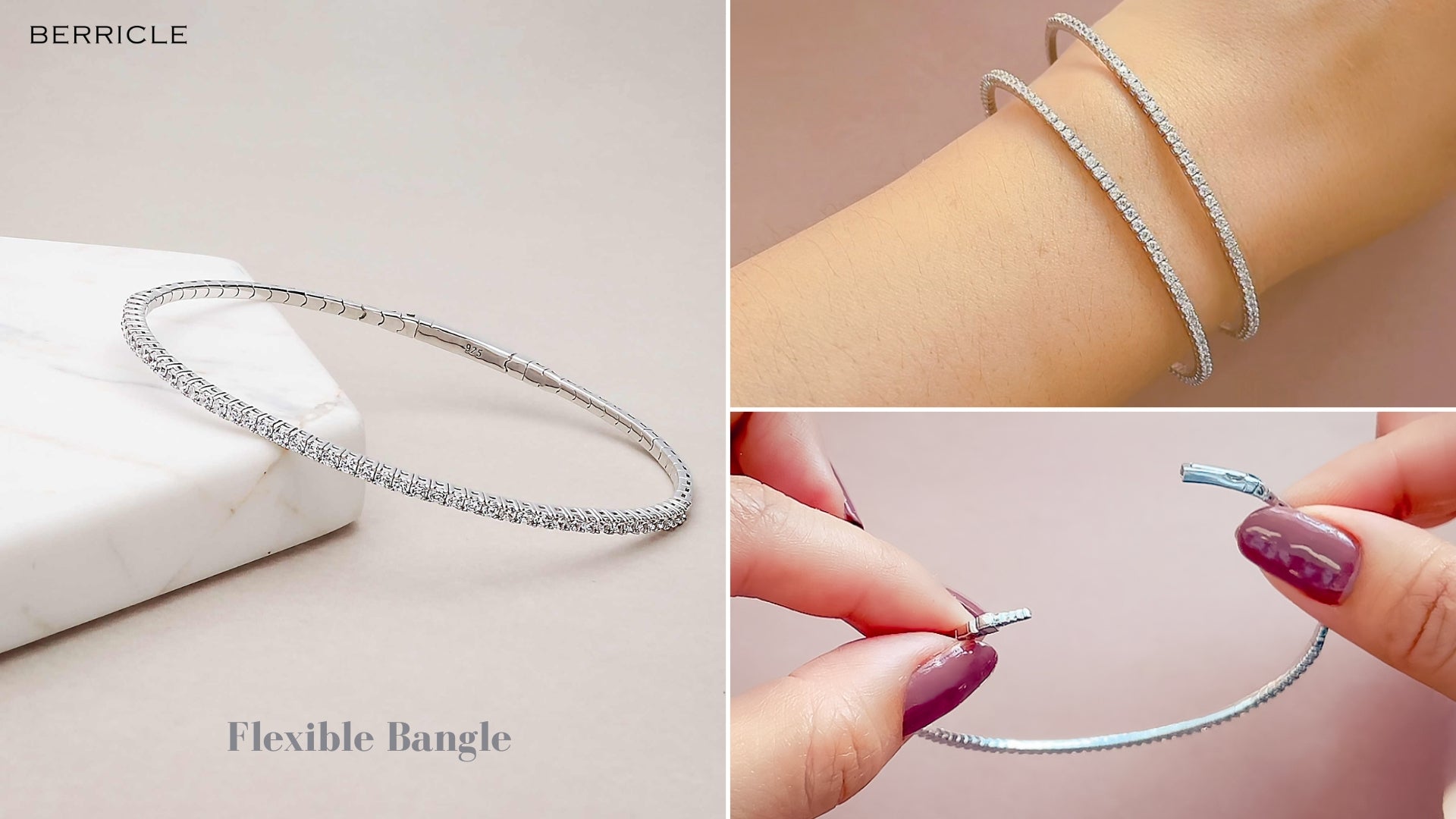 Flexible CZ Bangle in Sterling Silver