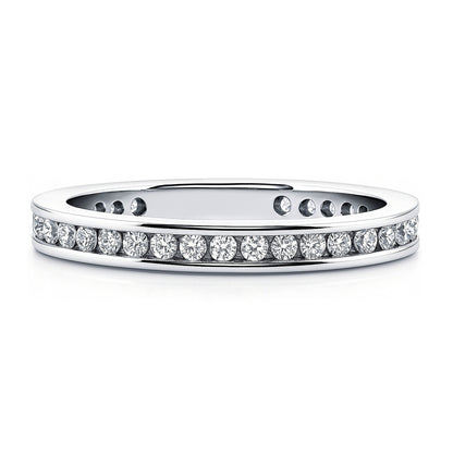 Channel CZ Eternity Ring in Sterling Silver