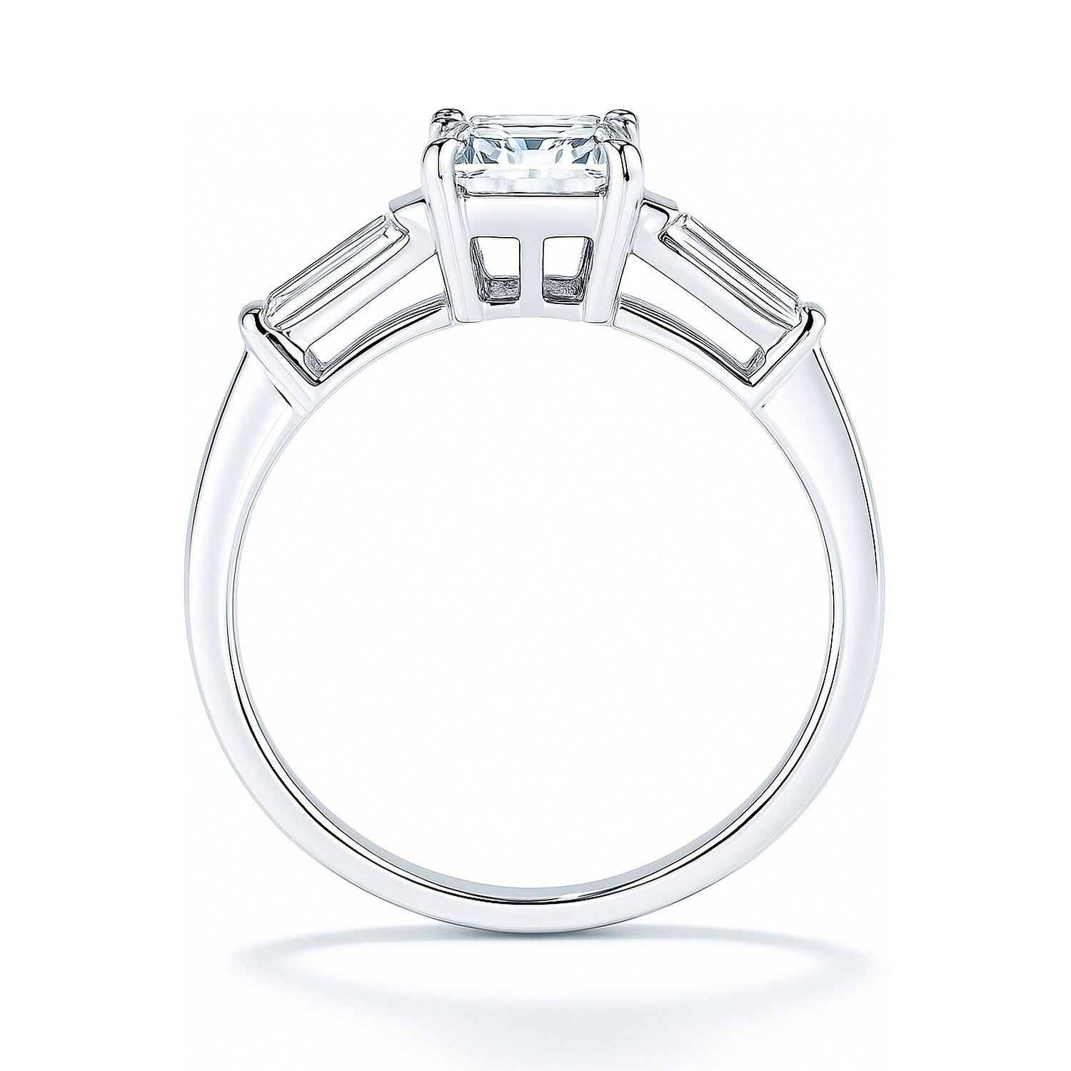 3-Stone 2.1ct Emerald Cut CZ Ring in Sterling Silver, 8 of 18