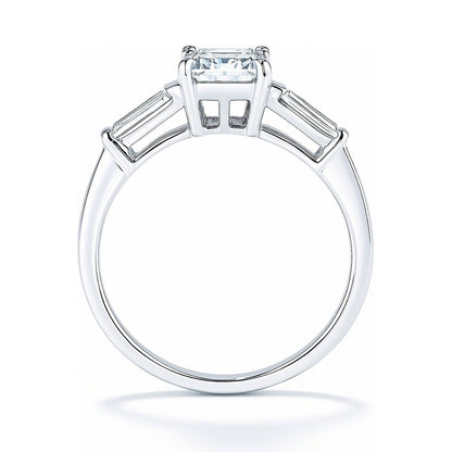3-Stone 2.1ct Emerald Cut CZ Ring in Sterling Silver
