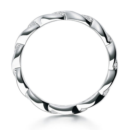 Woven Pave CZ Eternity Ring in Sterling Silver