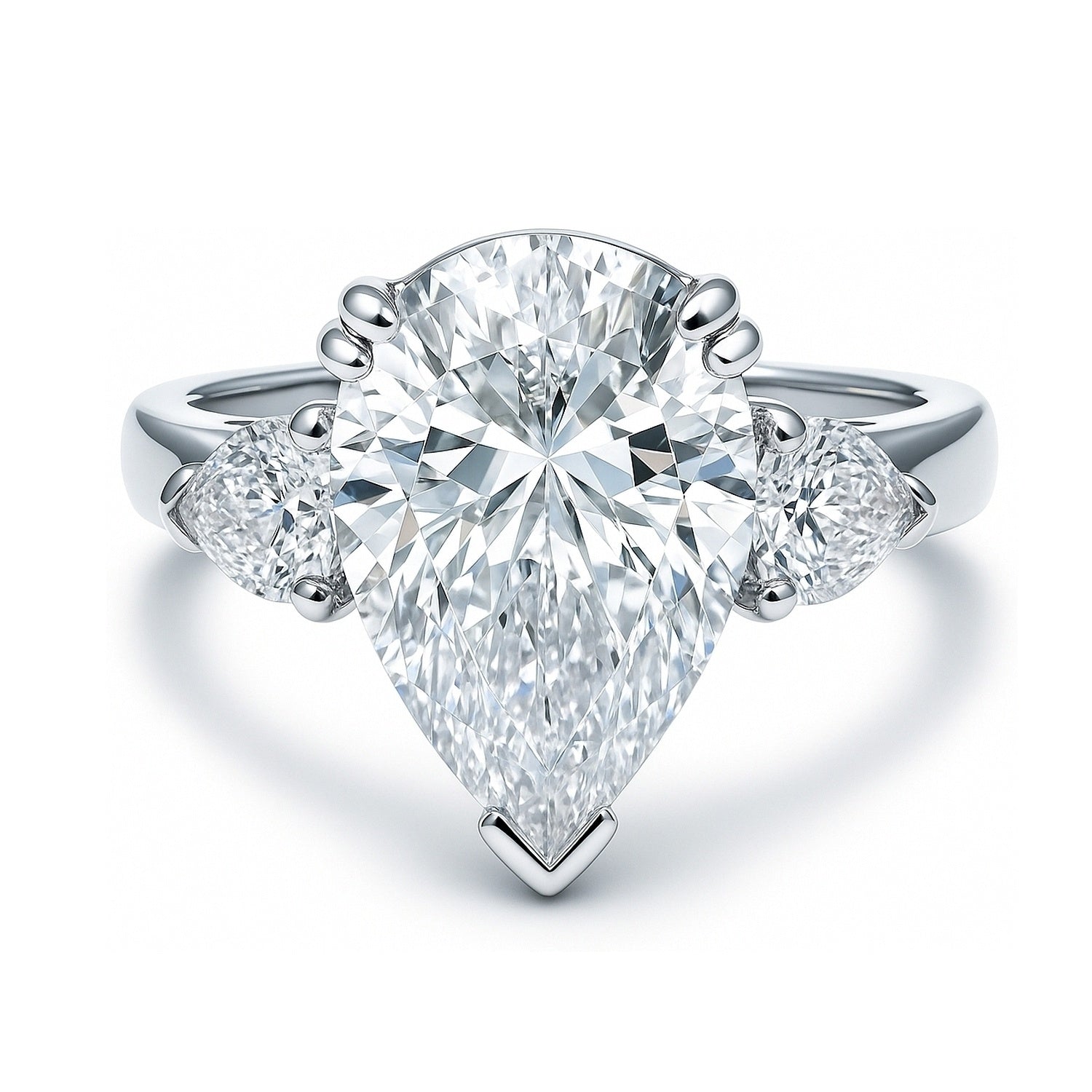 3-Stone 5.7ct Pear CZ Ring in Sterling Silver, 1 of 11