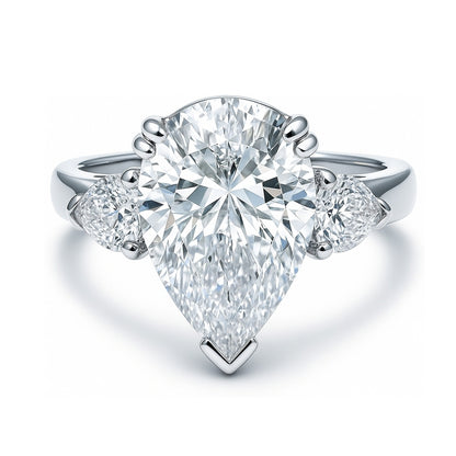 3-Stone 5.7ct Pear CZ Ring in Sterling Silver
