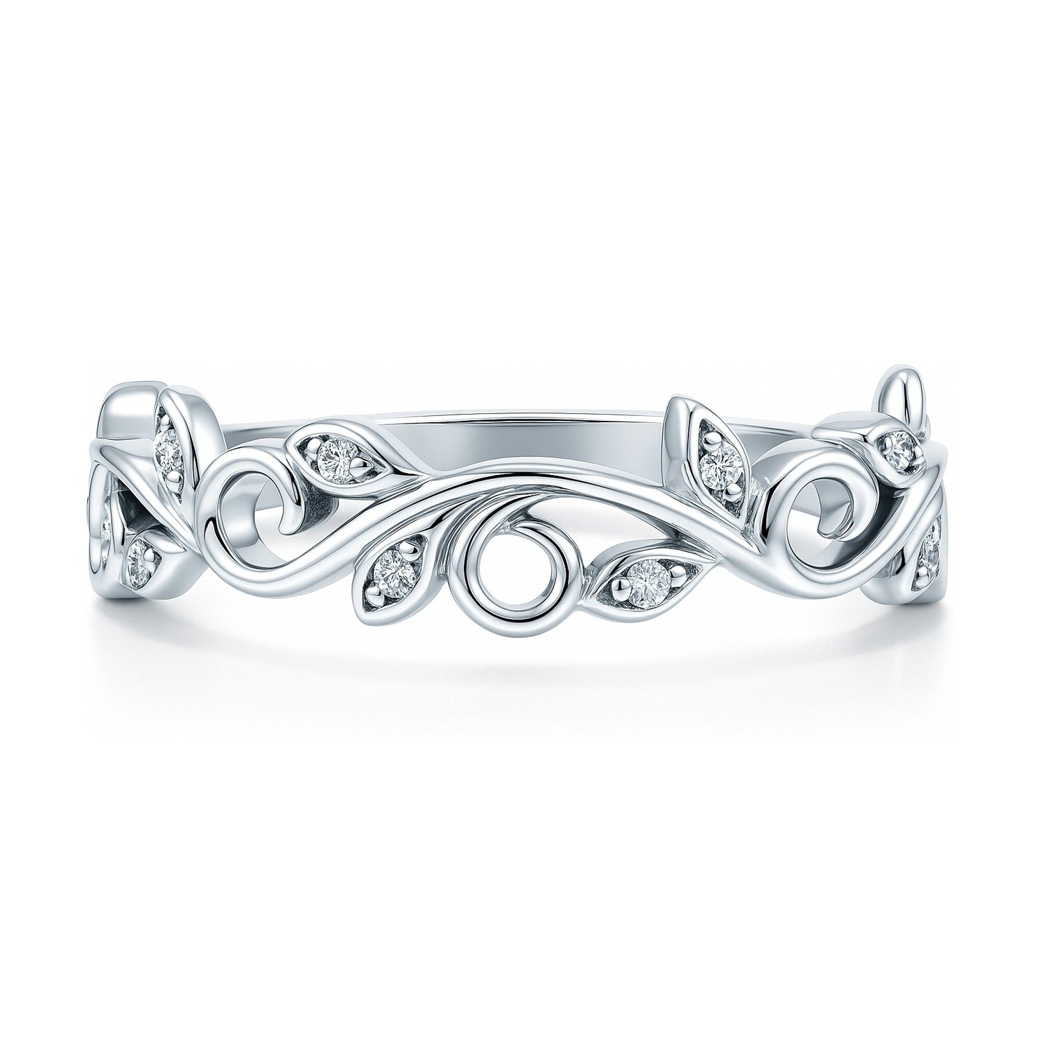 Leaf Filigree CZ Ring in Sterling Silver, 1 of 10