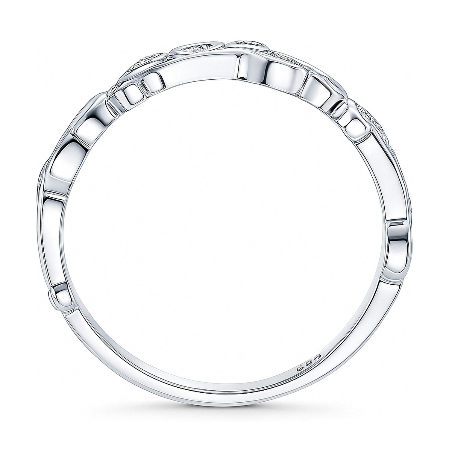 Leaf Filigree CZ Ring in Sterling Silver