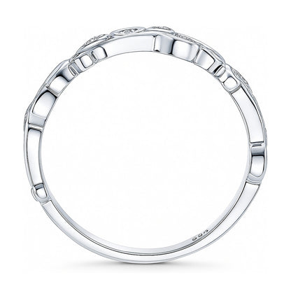 Leaf Filigree CZ Ring in Sterling Silver