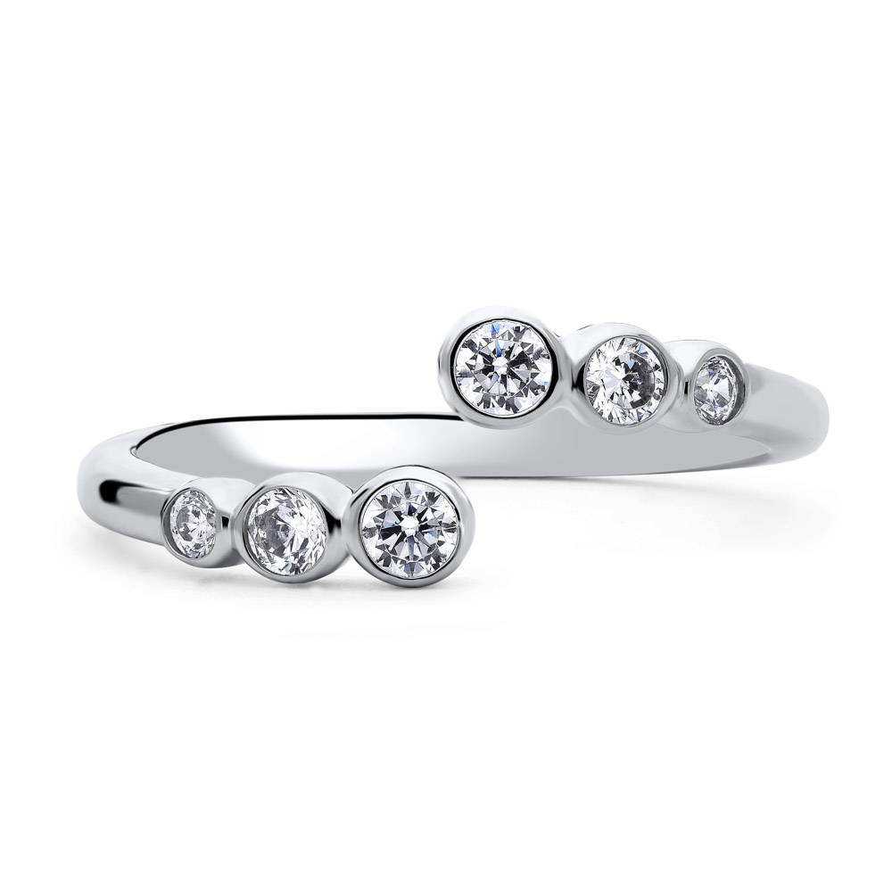 Bypass Wrap CZ Ring in Sterling Silver