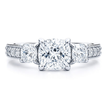 3-Stone 1.5ct Cushion CZ Ring in Sterling Silver