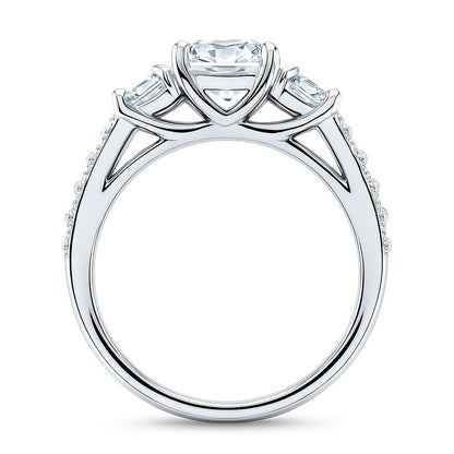 3-Stone 1.5ct Cushion CZ Ring in Sterling Silver