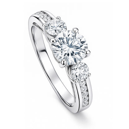 3-Stone 1ct CZ Ring in Sterling Silver