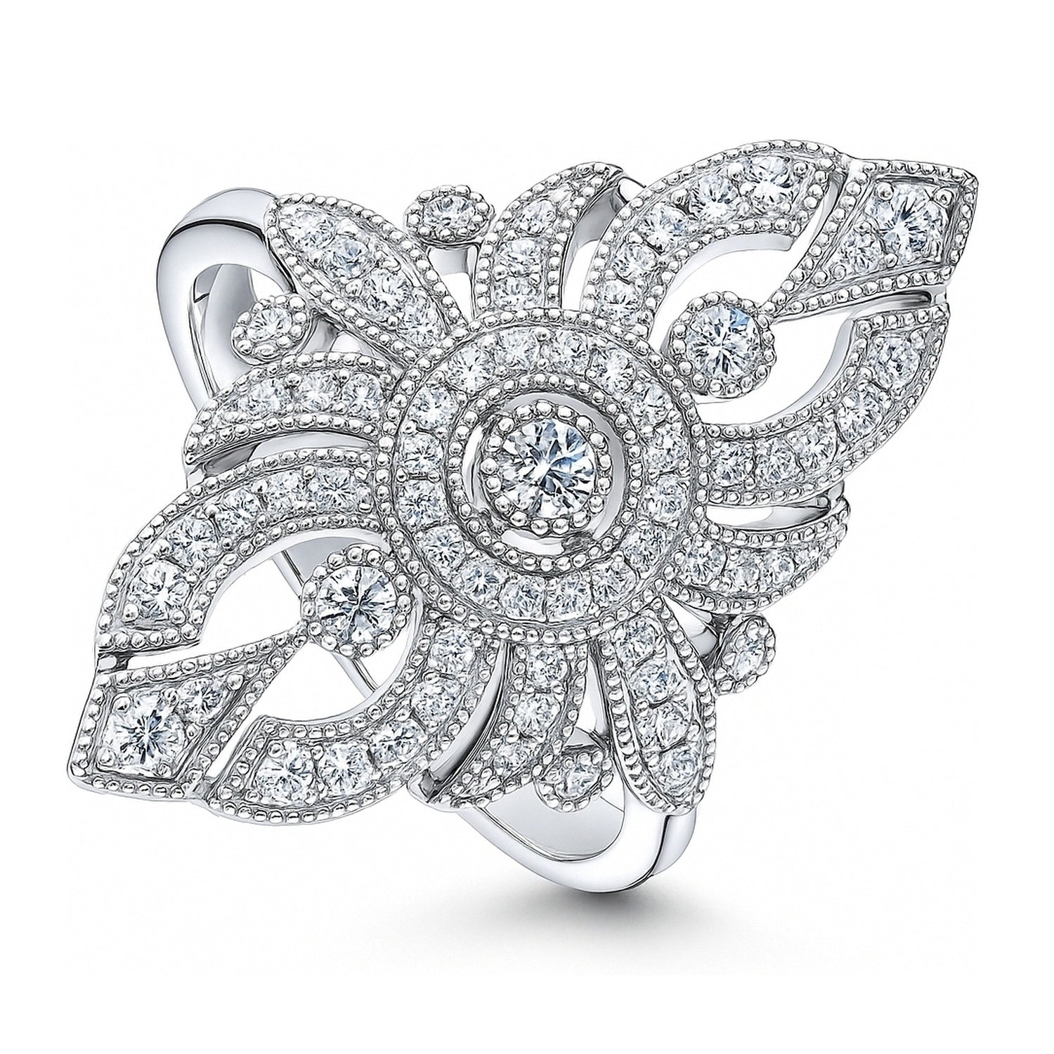 Navette Art Deco Milgrain CZ Ring in Sterling Silver, 3 of 6