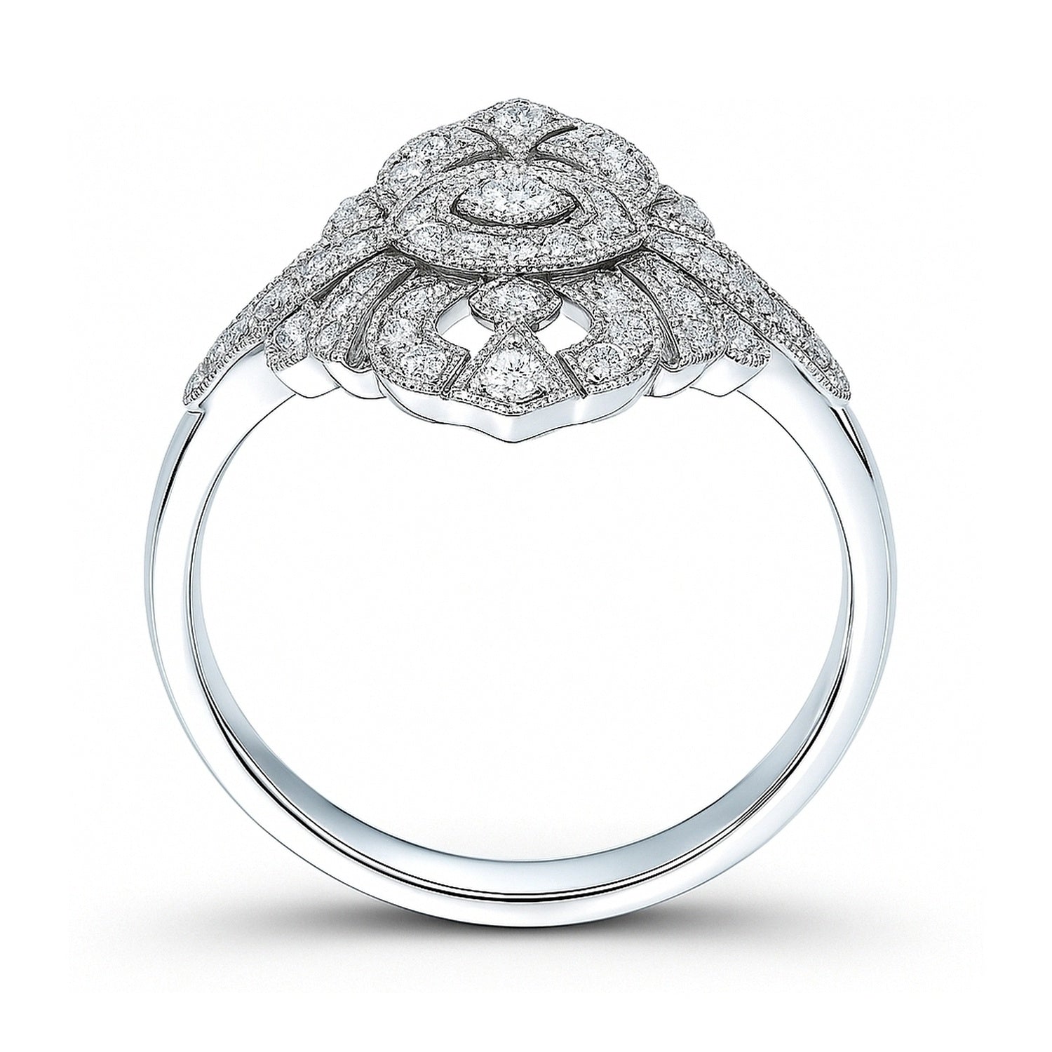 Navette Art Deco Milgrain CZ Ring in Sterling Silver, 5 of 6