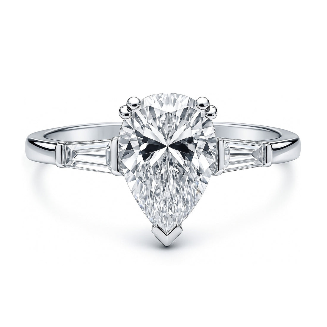 Solitaire 1.8ct Pear CZ Ring in Sterling Silver