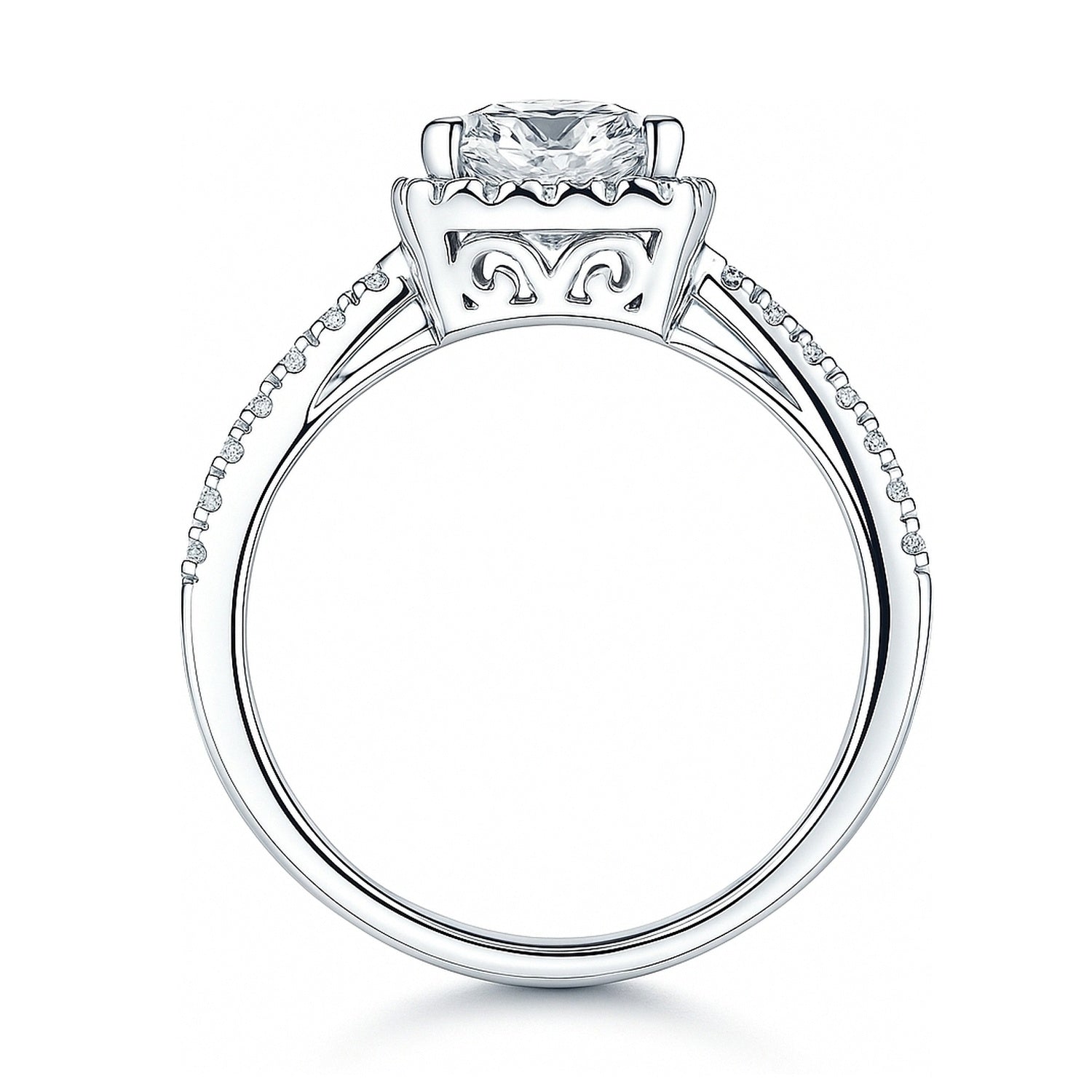 Halo Princess CZ Split Shank Ring in Sterling Silver, 7 of 9
