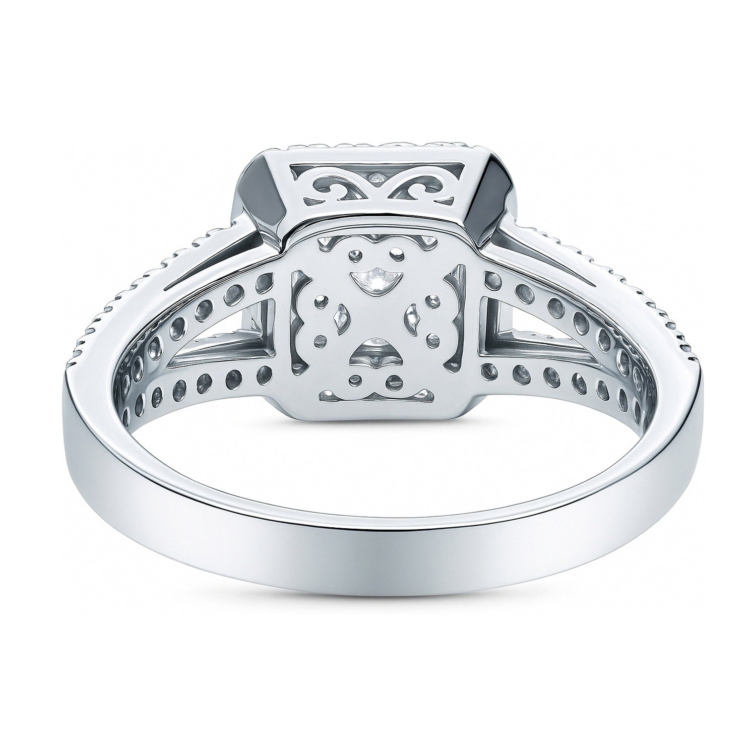 Halo Promise Princess CZ Wedding Engagement Split Shank Ring