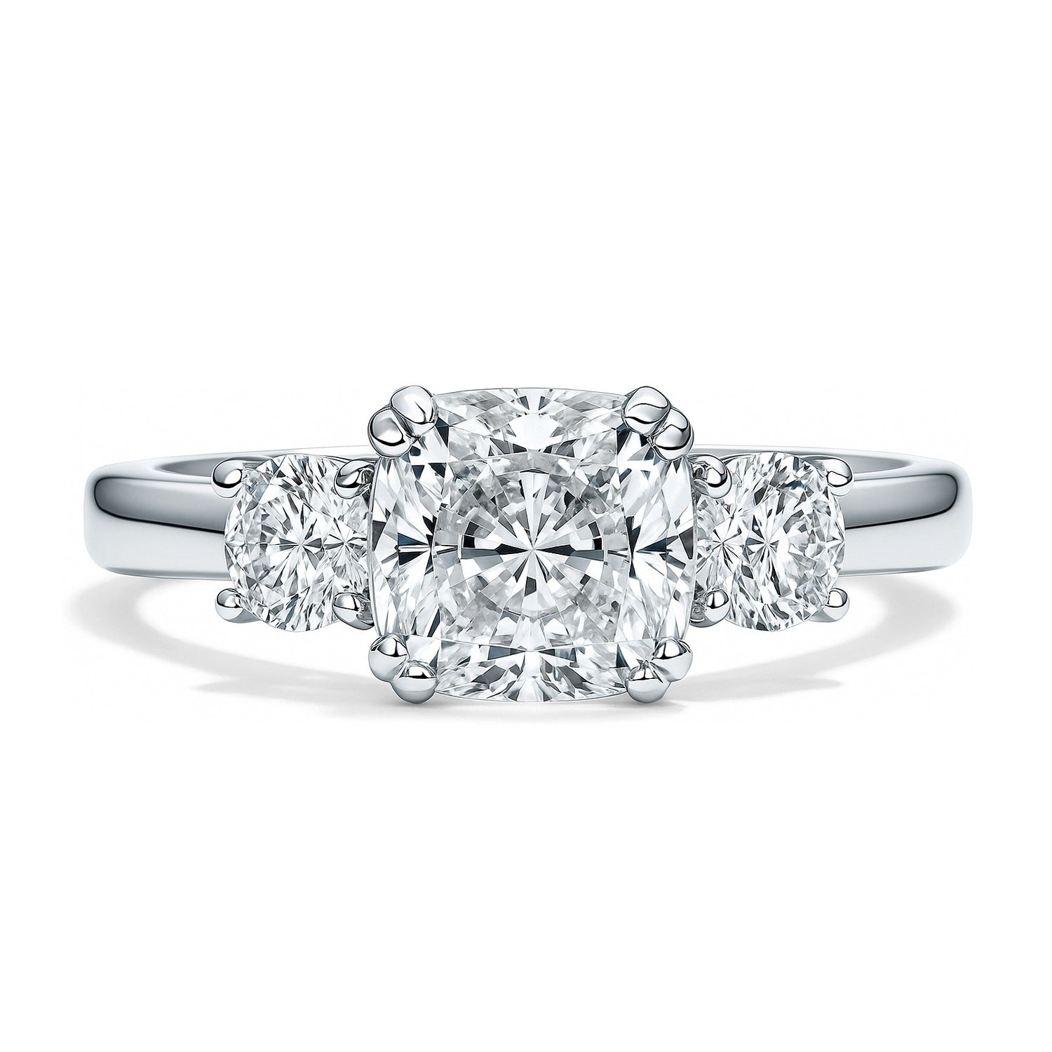 3-Stone 2ct Cushion CZ Ring in Sterling Silver, 1 of 14