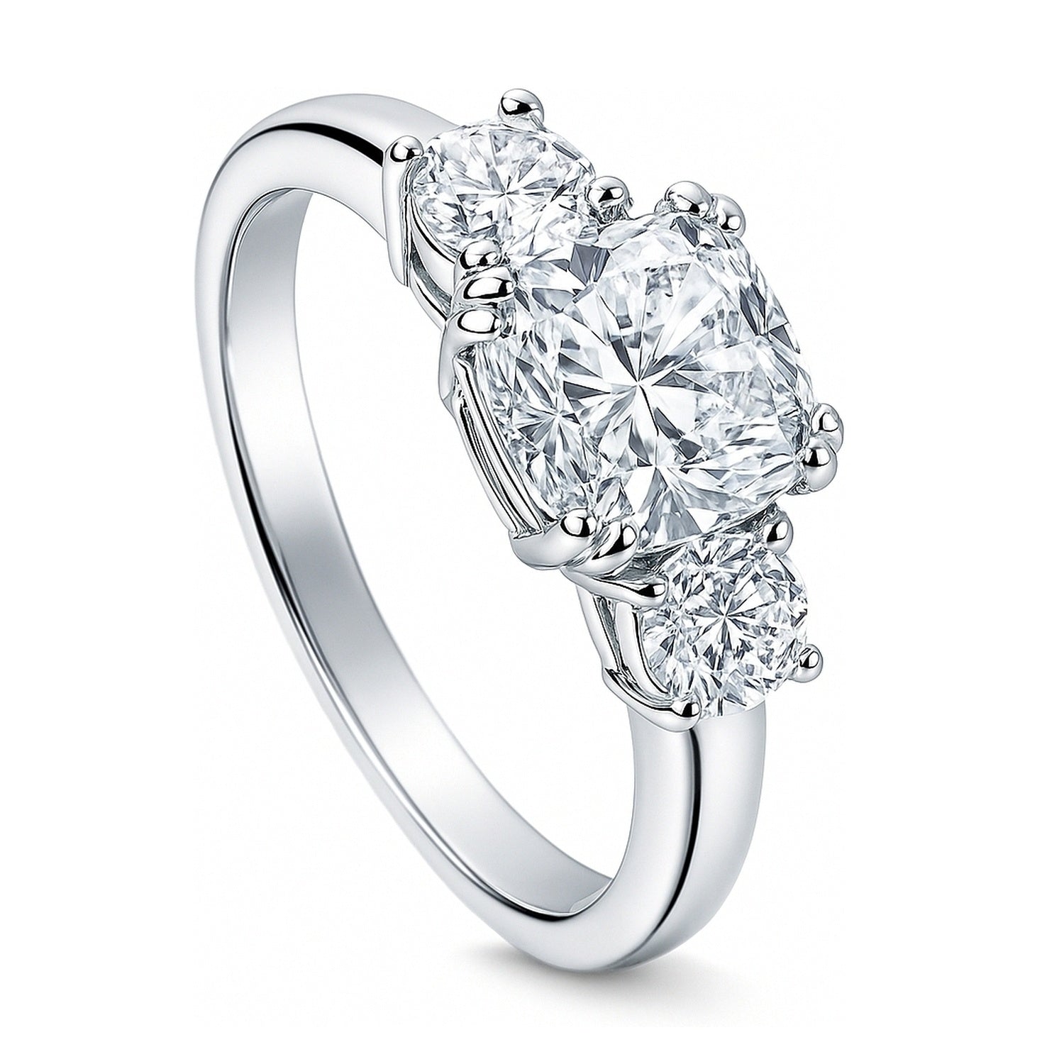 3-Stone 2ct Cushion CZ Ring in Sterling Silver, 4 of 14