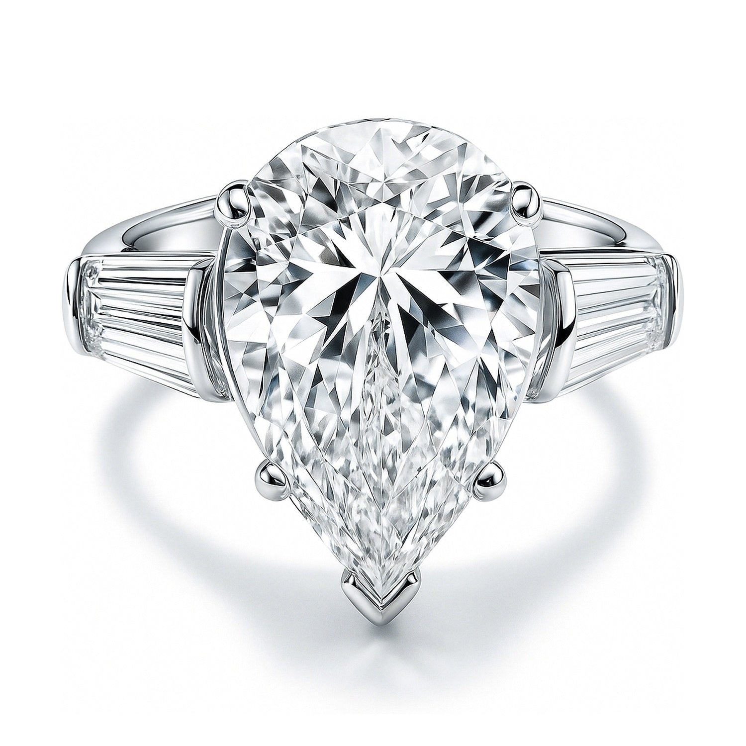 3-Stone 8ct Pear CZ Ring in Sterling Silver, 1 of 9
