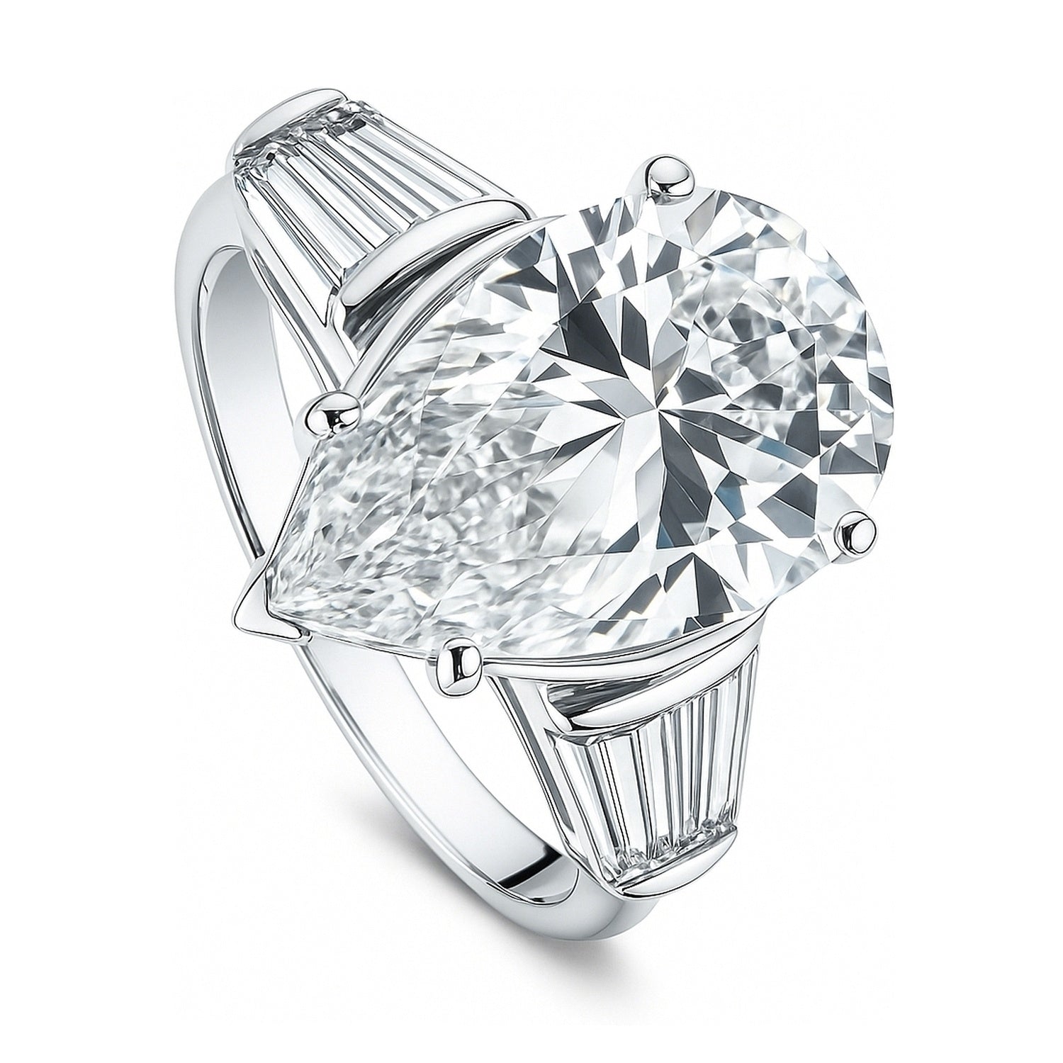 3-Stone 8ct Pear CZ Ring in Sterling Silver, 4 of 9