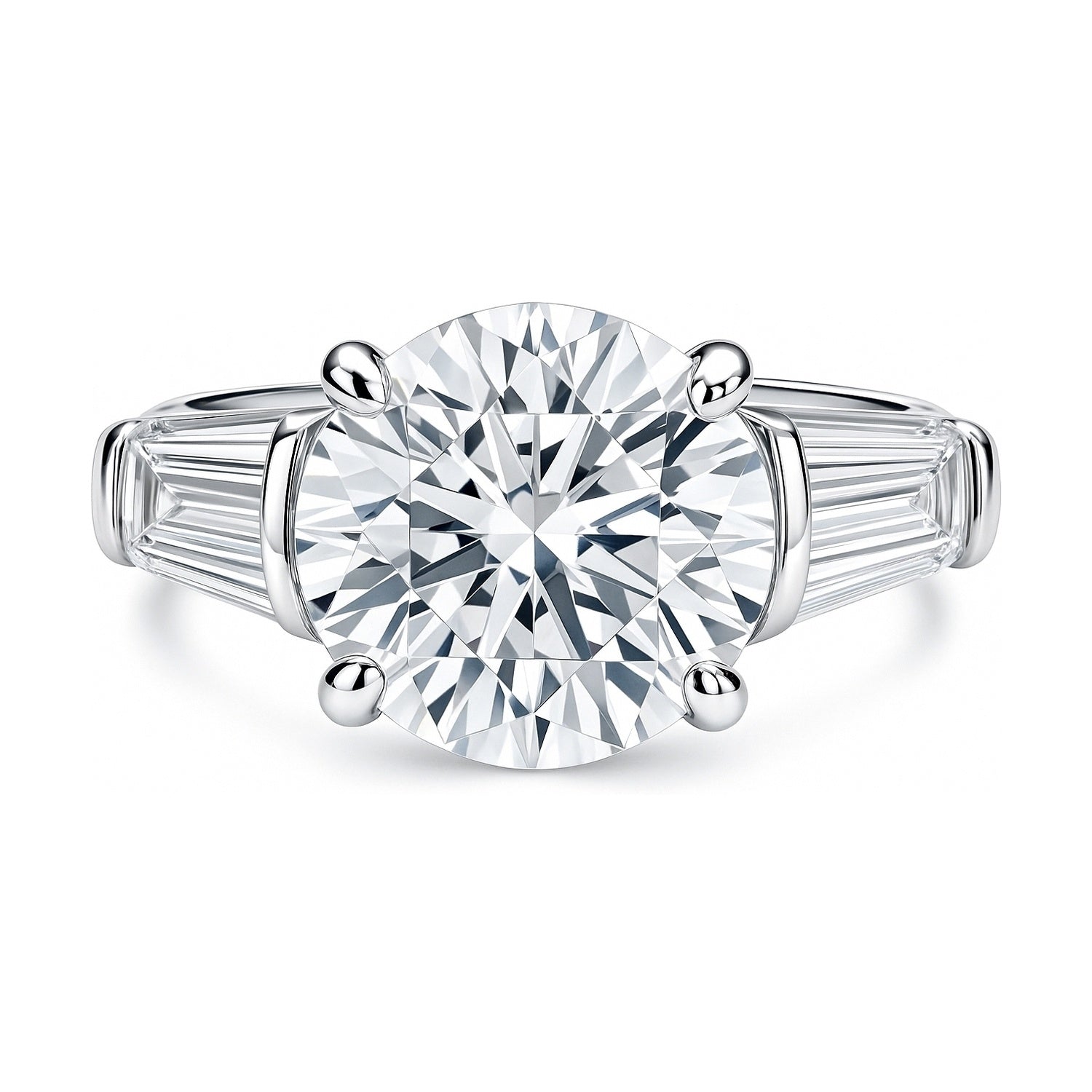 3-Stone 4.9ct CZ Ring in Sterling Silver, 1 of 9