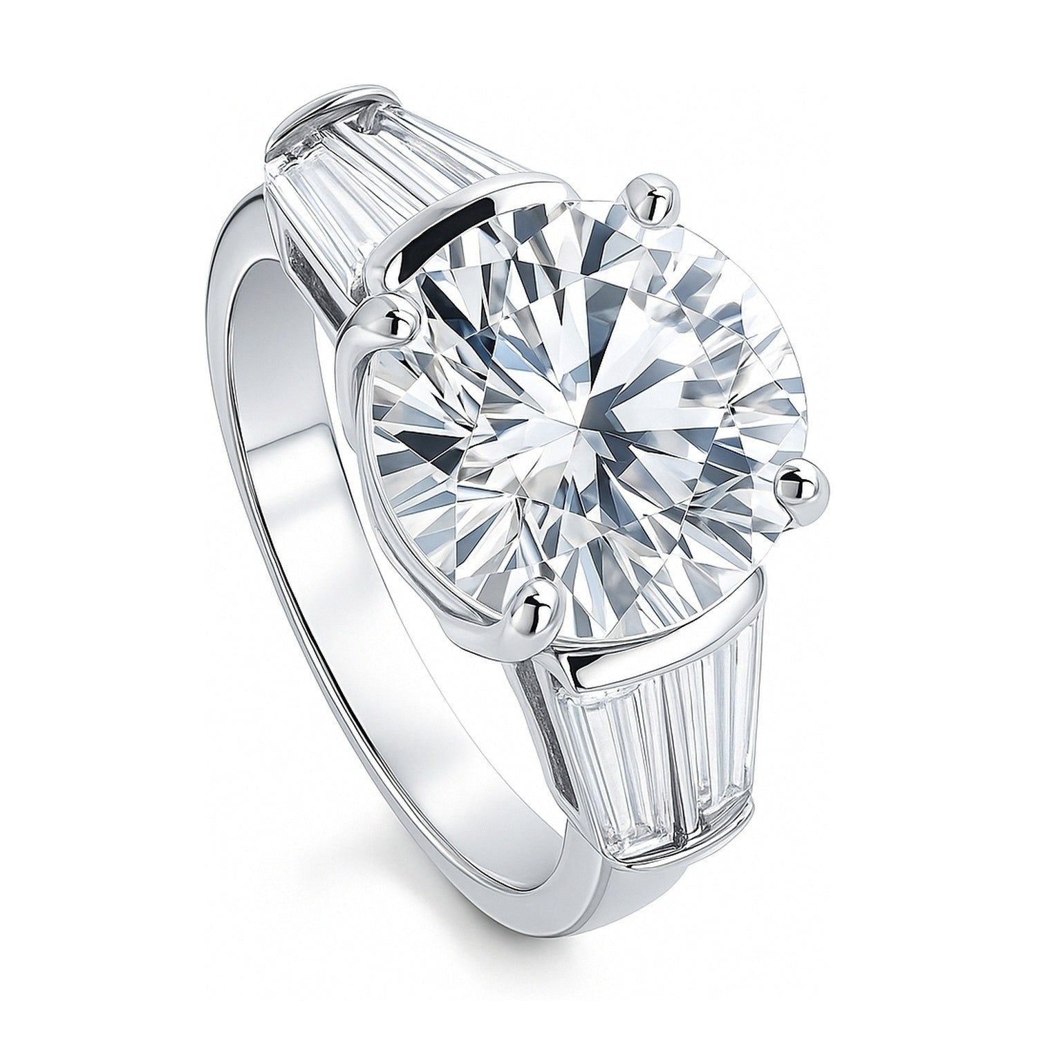 3-Stone 4.9ct CZ Ring in Sterling Silver, 4 of 9