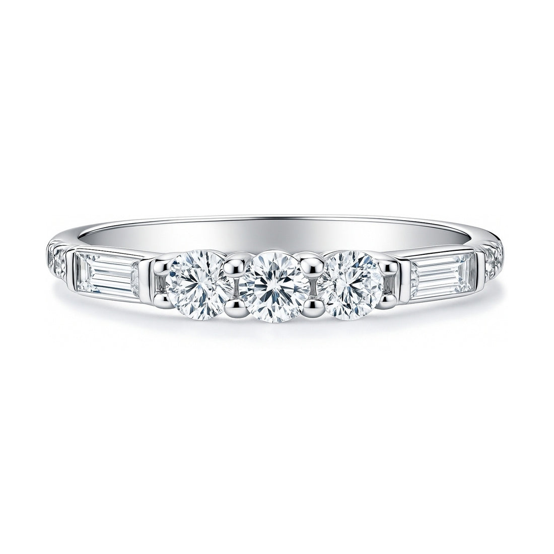 Art Deco Pave CZ Eternity Ring in Sterling Silver