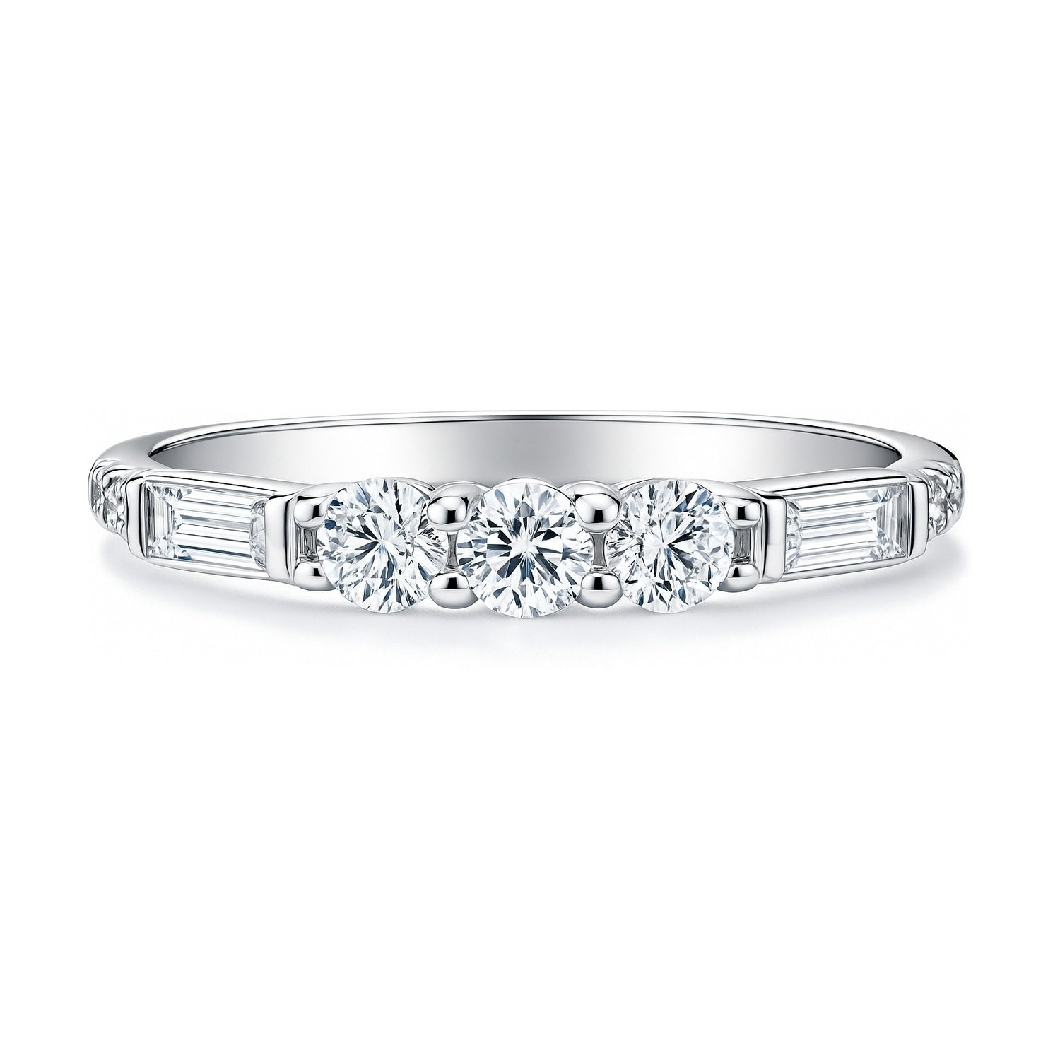 Art Deco Pave CZ Eternity Ring in Sterling Silver, 1 of 8