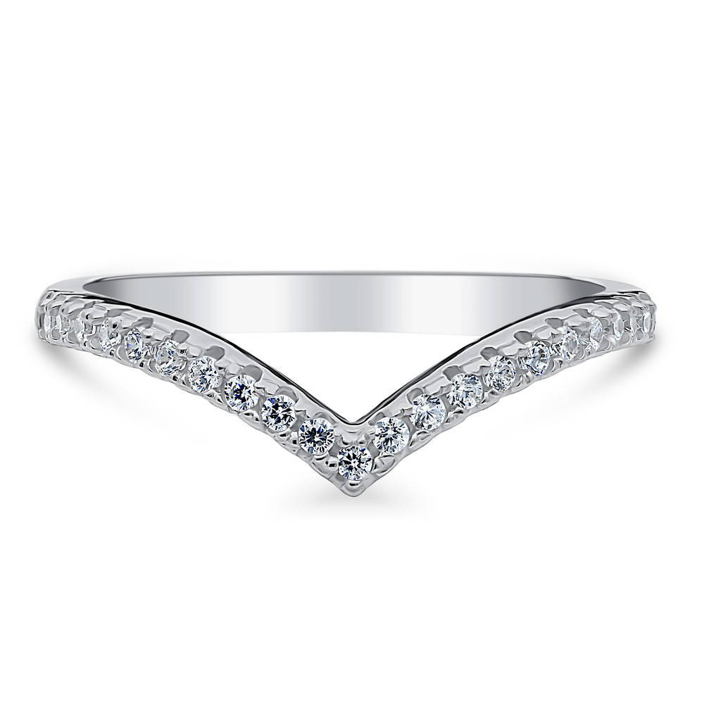 Wishbone CZ Eternity Ring in Sterling Silver
